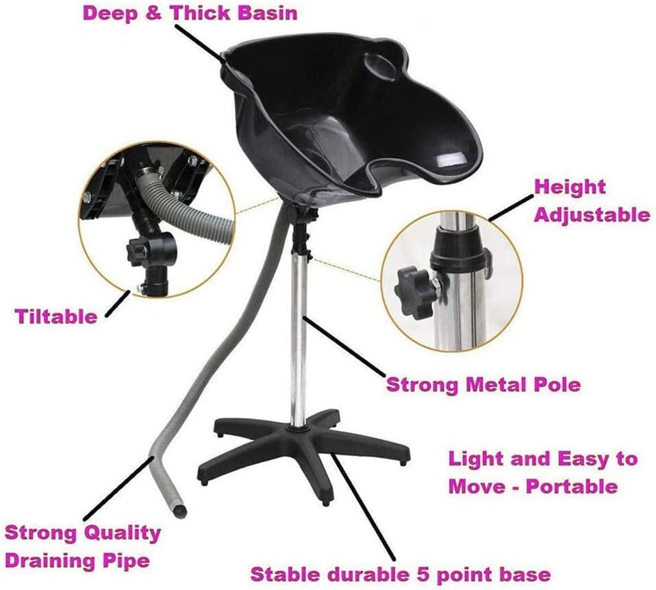 Portable Washing Height Adjustable Shampoo Wash Hair Bowl Salon Sink Basin