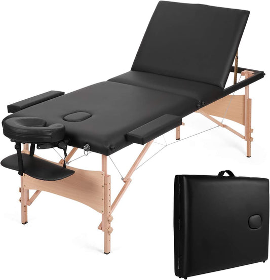 Profrssional Portable 3 Folding Massage Table Adjustable Height with Carry Case load capacity 250 KG