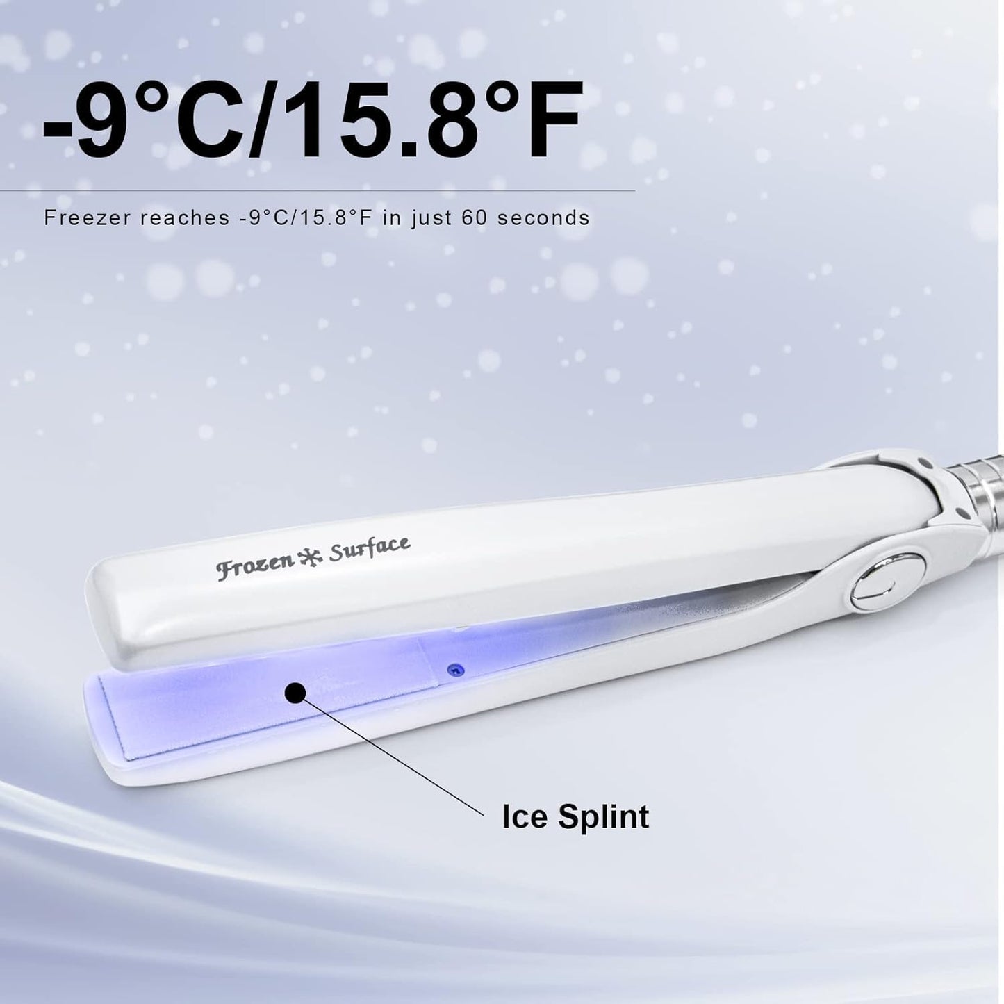 Frozen Hair Iron - 15.8F Cold Therapy Flat Iron for Damaged Hair Repair & Color Protection مكواة شعر فروزن - مكواة مسطحة للعلاج البارد 15.8 فهرنهايت لاصلاح الشعر التالف وحماية اللون