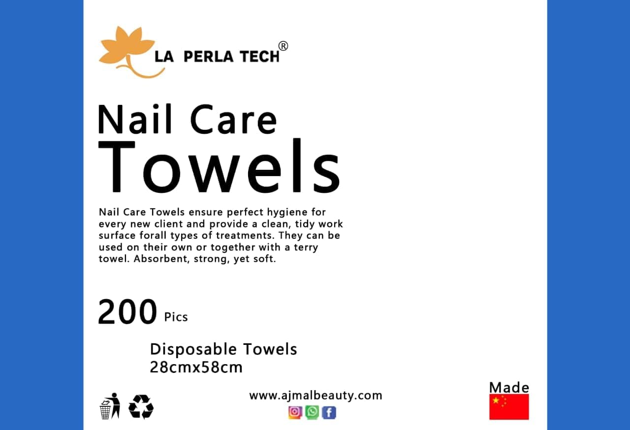 LA PERLA TECH 200 Sheets Disposable Manicure and Pedicure Towel Wood Pulp Super Absorbent Towels size 28cm cm X 58cm.