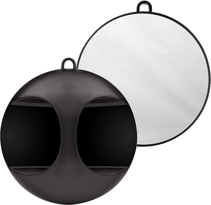 LA PERLA TECH Lightweight Handheld Round Hairdressing Mirror -Professional Use- Handle or Hang on the Wall for Barbers, Salons and Beauticians