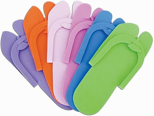 12 Pairs Disposable Foam Slippers Salon Spa Pedicure Sandals Free size Multi Color