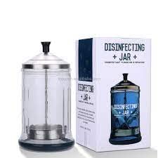 Salon Disinfecting Jar- Removable Basket and Stainless Steel Parts, Small Size