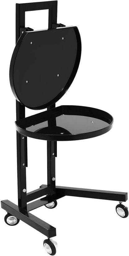 2 Tiers Movable Adjustable Salon Tray Station Hairdressing Service Salon Trolley W Accessory Black with 4 Universal Wheels