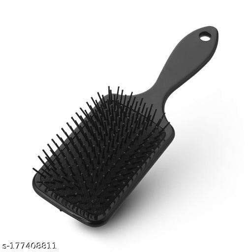 Black Paddle Brush and Cushion Hair Brush/Large Square Air Cushion Paddle Brush with Ball Tip Bristles for Wet or Dry, Long, Thick, or Curly Hair