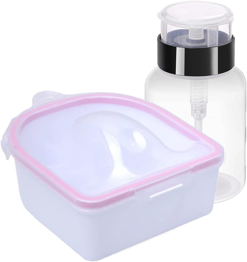 Nail Soaking Bowl Polish Remover Set Acetone Pump Bottle