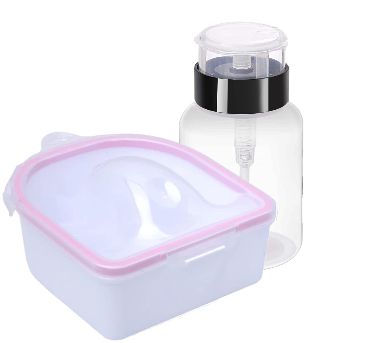 Nail Soaking Bowl Polish Remover Set Acetone Pump Bottle