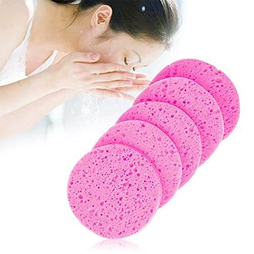 5 Pieces of Facial Cleansing Sponge, Natural Facial Cleansing Sponge Reusable Face Wash Exfoliating Cleansing Sponge - Pink