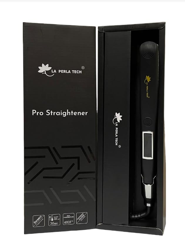 LA PERLA TECH Professional Hair Flat Iron Straightener, Ceramic-Titanium Straightener Slim ultra Fast Heat Max 480 F