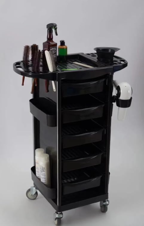 Multipurpose Rolling Utility Cart, Black, 5 Tiers