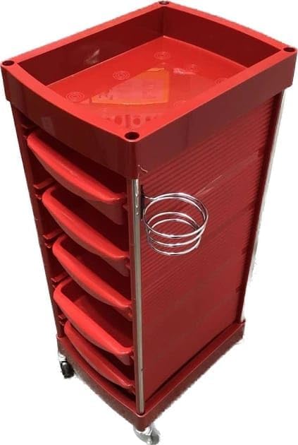 Multi Purpose Salon Trolley Cart for Salon Station - Space Saving Salon Rolling Cart for Extra Storage - Hair Salon Beauty Storage Cart RED