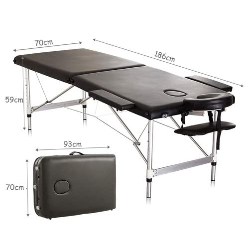 Professional Folding Massage Table Portable 186 * 70cm ALUMINUM Spa Massage Tables PU Leather Waterproof 2 FOLD (BLUE COLOR)