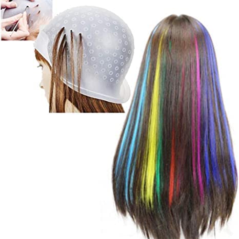 Professional Silicone Hair Highlight Dye Cap with Holes, Reusable Hair Colouring Cap for Women Frosting Tipping Hair Color Styling Tools