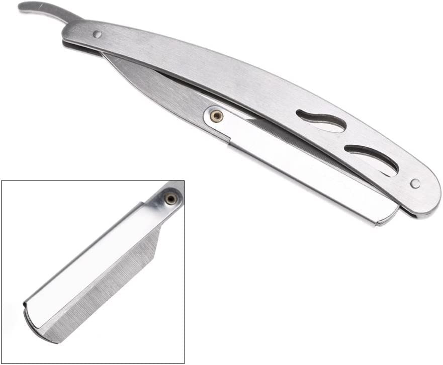 Stainless Steel Straight Edge Barber Razor Folding Shaving Shaver Without Blade