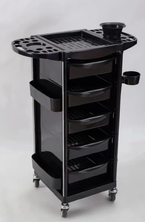 Multipurpose Rolling Utility Cart, Black, 5 Tiers