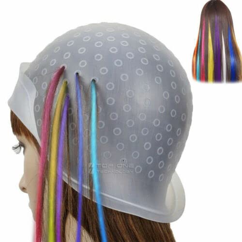 Professional Silicone Hair Highlight Dye Cap with Holes, Reusable Hair Colouring Cap for Women Frosting Tipping Hair Color Styling Tools