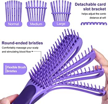 Hair Detangler Brush Natural Wet Detangling Brush for Kinky Curly Hair-Purple