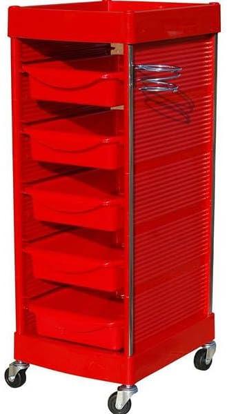 Multi Purpose Salon Trolley Cart for Salon Station - Space Saving Salon Rolling Cart for Extra Storage - Hair Salon Beauty Storage Cart RED