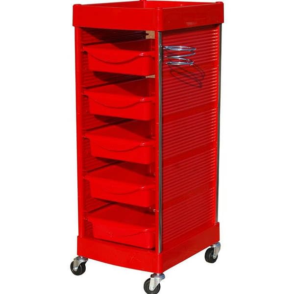 Multi Purpose Salon Trolley Cart for Salon Station - Space Saving Salon Rolling Cart for Extra Storage - Hair Salon Beauty Storage Cart RED