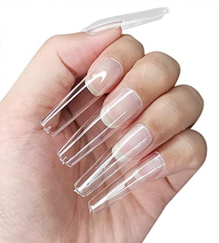 Professional C Curve False Nails Tips French Acrylic False Nails 10 sizes -Transparent -500 Pics