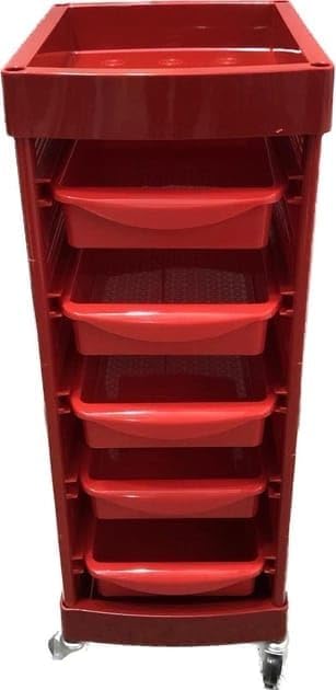 Multi Purpose Salon Trolley Cart for Salon Station - Space Saving Salon Rolling Cart for Extra Storage - Hair Salon Beauty Storage Cart RED