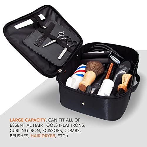 LA PERLA TECH Barber Case Hairdressing Tool Travel Carrying Box Clippers Storage Organizer Bag for Clipper Trimmer Shaver Scissor (Black)