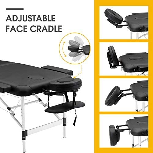 LA PERLA TECH Professional Aluminum 2 Folding Adjustable Massage Table -BreathHole-Flexible Rest-loading Capacity 250 Kg Dimension 186 * 70 * 59