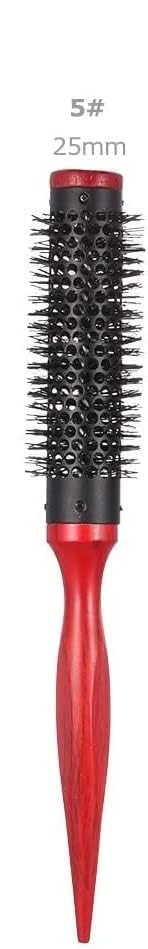 Hair Dryer Round Brush -Roller Comb, Wooden Pointed Tip Handle, Nylon Bristles Hair Styling Brush Comb