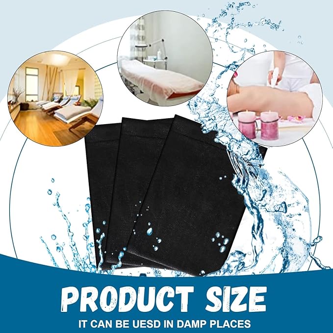50 PICS Disposable Massage Table Sheets, Spa Bed Cover Non-woven Fabric, Spa Covers for Esthetician, Waxing, Lash Salon Table BLACK