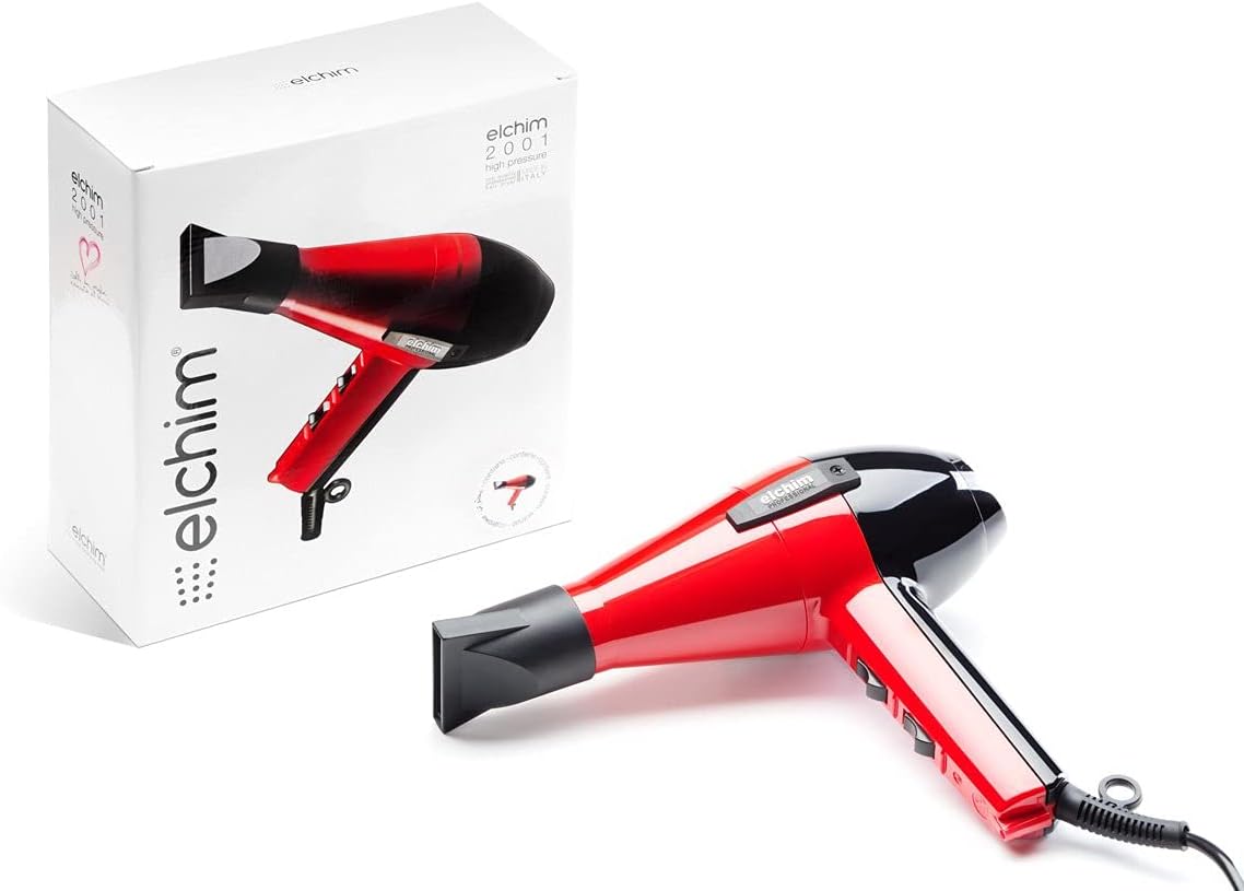 ELCHIM 2001 High Pressure Professional Hair Dryer - Red/Black, 1 Count (Pack of 1)