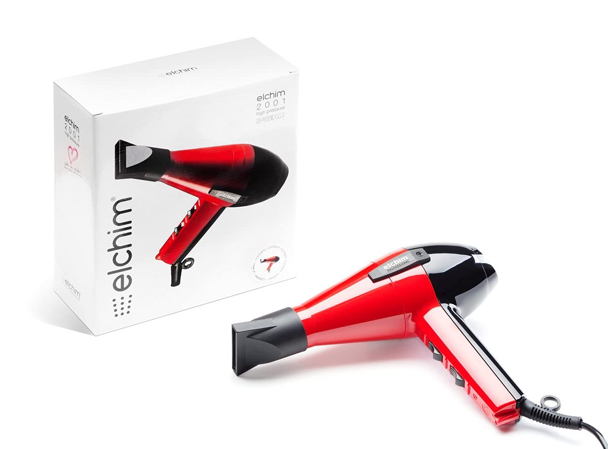 ELCHIM 2001 High Pressure Professional Hair Dryer - Red/Black, 1 Count (Pack of 1)