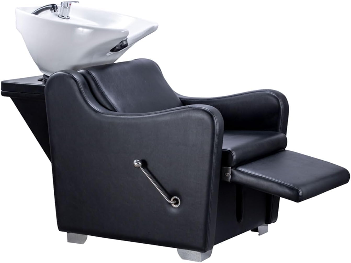 LA PERLA TECH Shampoo Chair Backwash Unit with Ceramic Bowl, Salon Sink Hair Wash Chair for Barbershop Beauty Spa Hairdressing Furniture