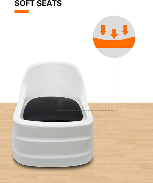 Ceramic Stool Chair Mani/Pedi Heavy-Duty Rolling Chair w/Back Rest for Beauty Salon & Spa Nail Care salon Equipment (White)