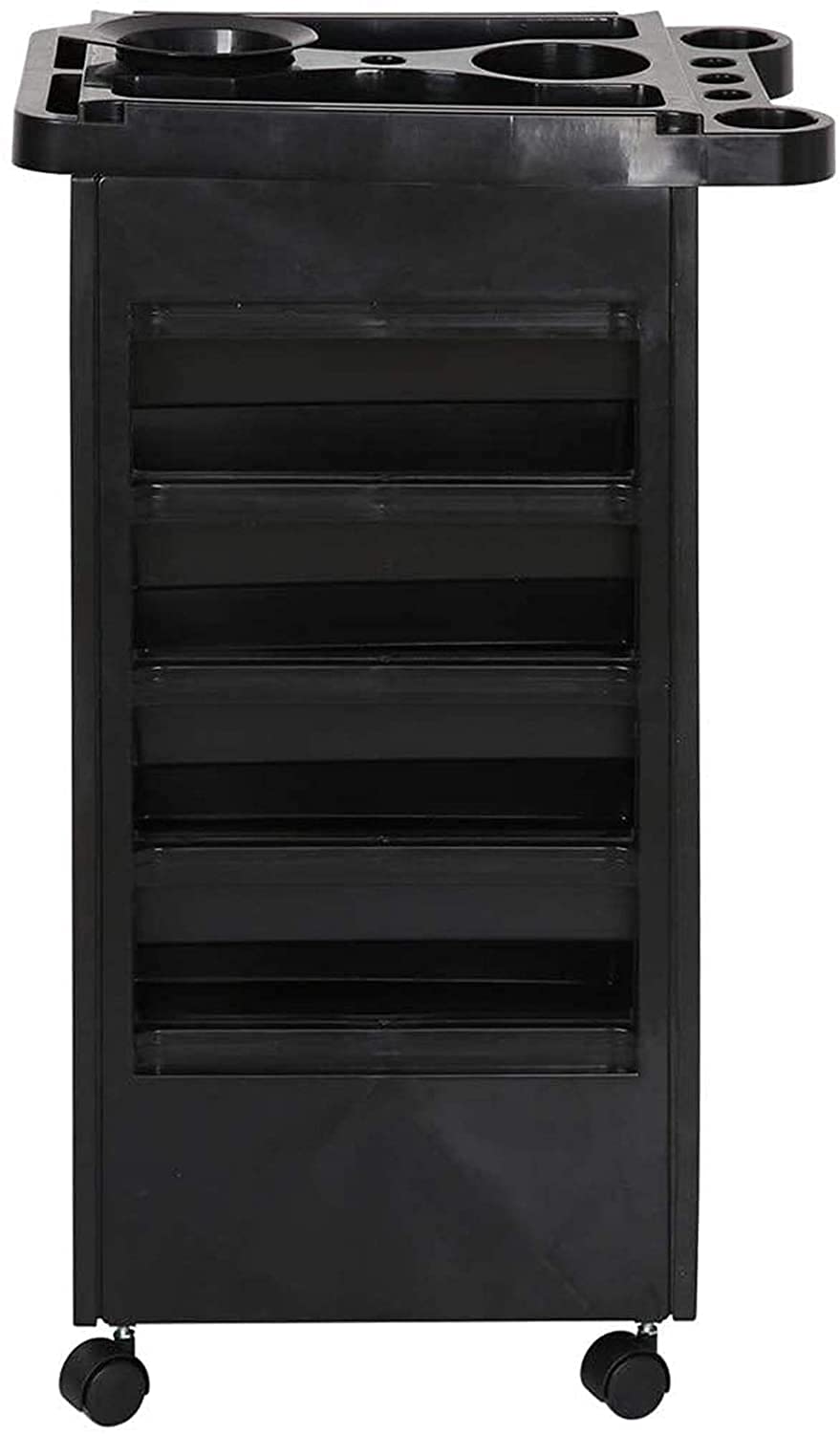 LA PERLA TECH 5- Drawer Black Salon -Barber Hairdressing Trolley Storage Trolley - Wheels for Salon Beauty Massage Spa Black