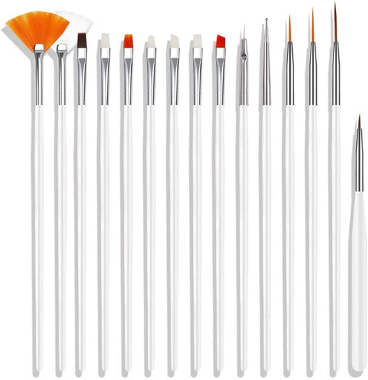 LA PERLA TECH 15 Pcs Brush For Manicure UV Gel Acrylic Nail Art Brush Tool Set For Manicure Drawing Pen Spot Nail Design Painting Pen white