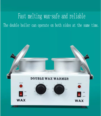 Double Wax Warmer, Professional Aluminum Hair Removal Wax Heater, Hard Wax Beads Melter Waxing Set Pot Body Dual Wax Heater Machine For Paraffin,Hair Removal