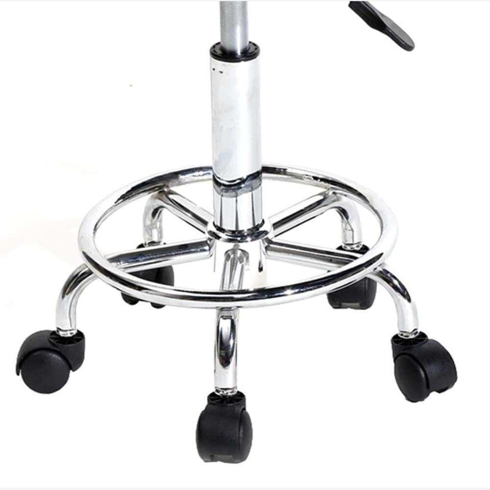 Round Rolling Stool Chair PU Leather Height Adjustable Swivel Drafting Work SPA Shop Salon Stools with Wheels Office Chair-Clinic (Black)