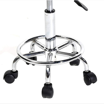 Round Rolling Stool Chair PU Leather Height Adjustable Swivel Drafting Work SPA Shop Salon Stools with Wheels Office Chair-Clinic (Black)