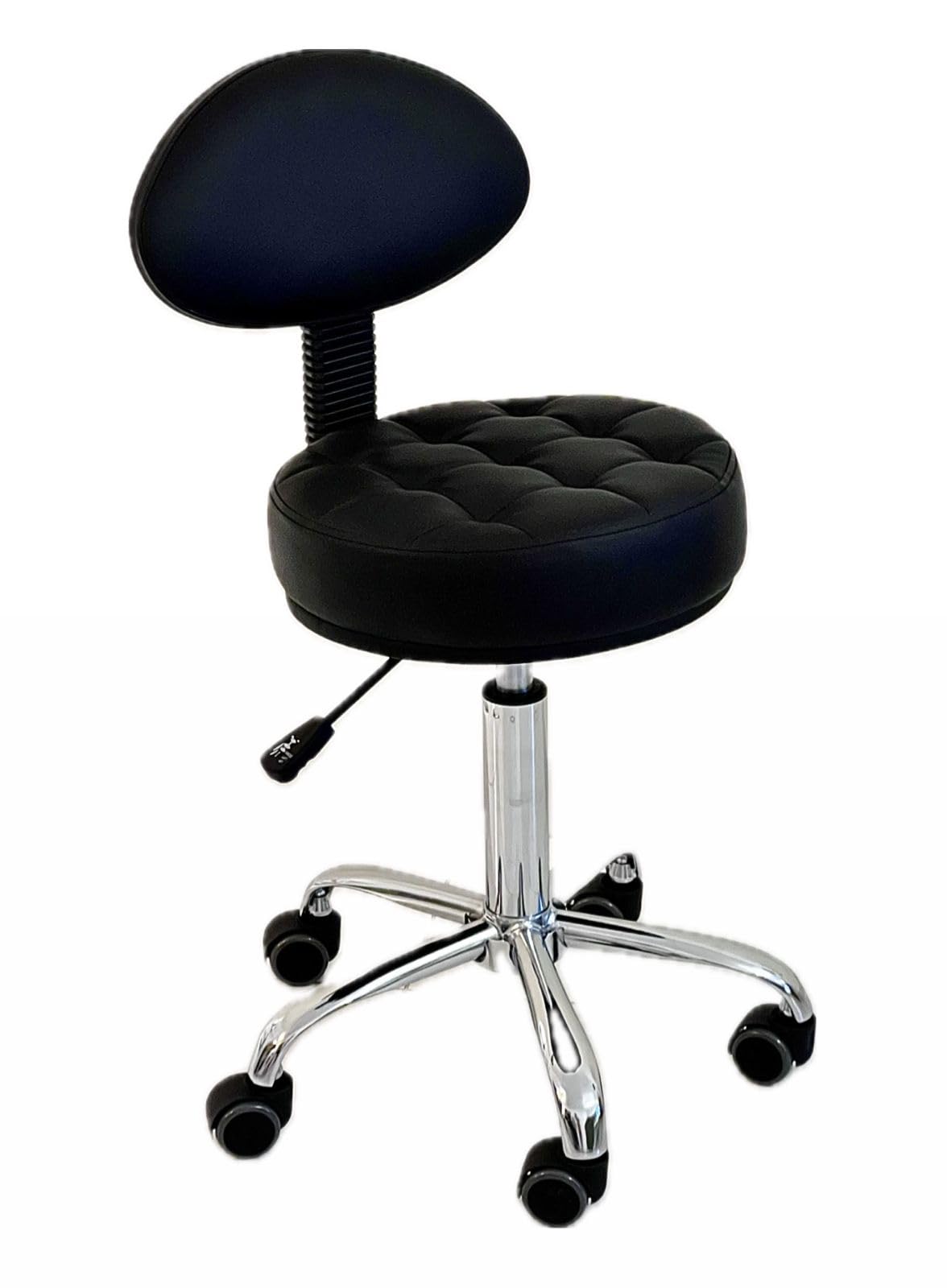 Salon Bar Stool Adjustable Height Rolling Massage Chair 360° Swivel Backrest Beauty Stool Spa Clinic