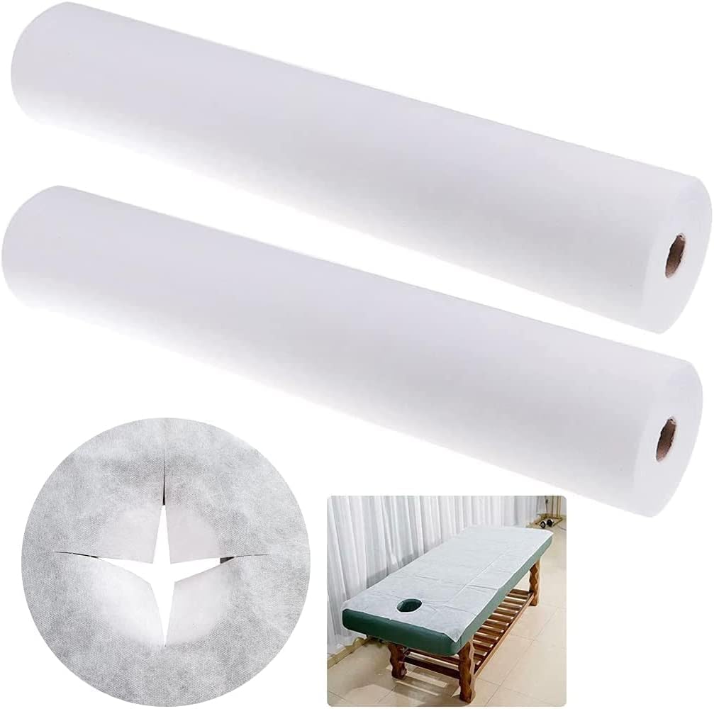 2 Roll Disposable Non Woven Bed Sheets 80 x 180 Cm Massage-Clinic-Salon Table Paper-Pink-White 50 PICS PER ROLL