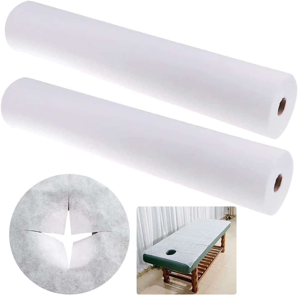 2 Roll Disposable Non Woven Bed Sheets 80 x 180 Cm Massage-Clinic-Salon Table Paper-Pink-White 50 PICS PER ROLL