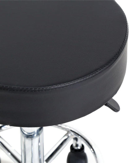 Round Rolling Stool Chair PU Leather Height Adjustable Swivel Drafting Work SPA Shop Salon Stools with Wheels Office Chair-Clinic (Black)