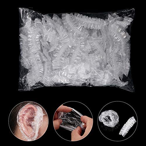 100 Pieces Plastic Disposable Ear Cover, Ear Protection for Hair Dye Ear Accessories (CLEAR)