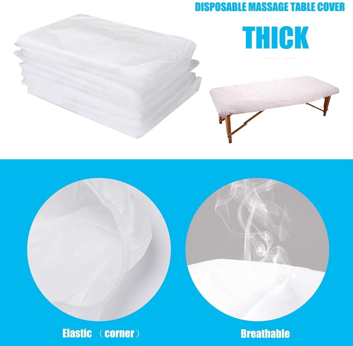 LA PERLA TEECH Disposable Soft Breathable Thick Massage Table Sheets (White) - 20 Pieces