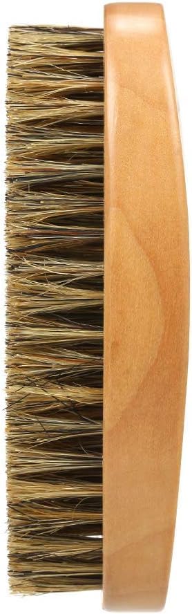 Men's Beard Brush with Wooden Handle Firm Bristles for Taming & Softening Facial Hair Skin Care & Beard Grooming Palm Size