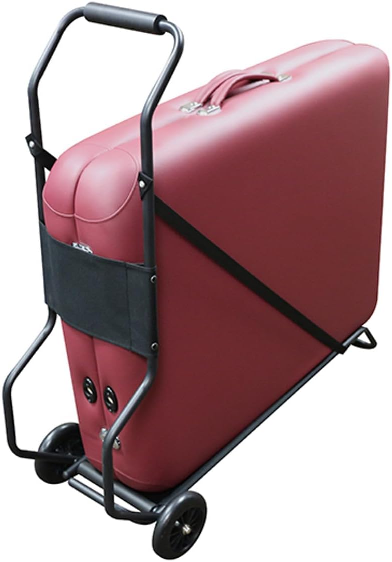 Professionalable Portable Bed Spa Hight Adjustable 2 Folding Facial Cradle Salon W/Carry Case Burgundy Color Wheeled Massage Universal Cart Lightweight Folding Rubber Wheels & sturdy strap securely…