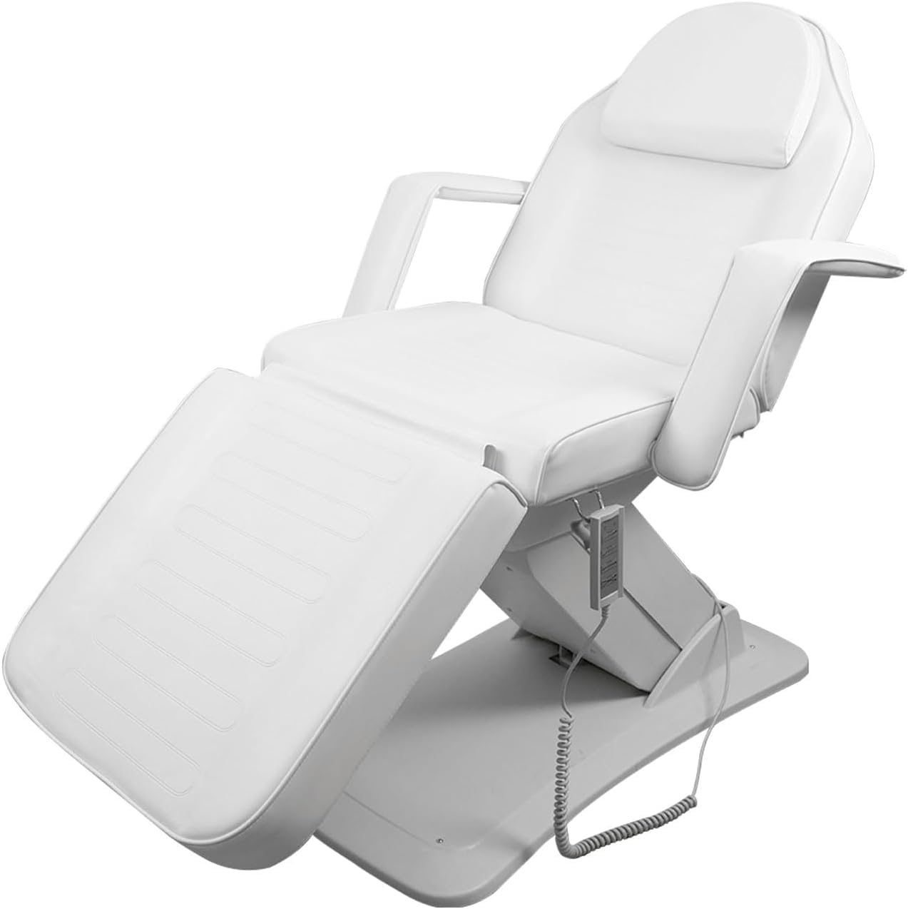 LA PERLA TECH Professional Full Electrical Massage Bed,4 Motor & 3 Section Foldable Beauty Chair,Adjustable Facial Massage Bed,Ideal for Salon-Clinic-Spa-White