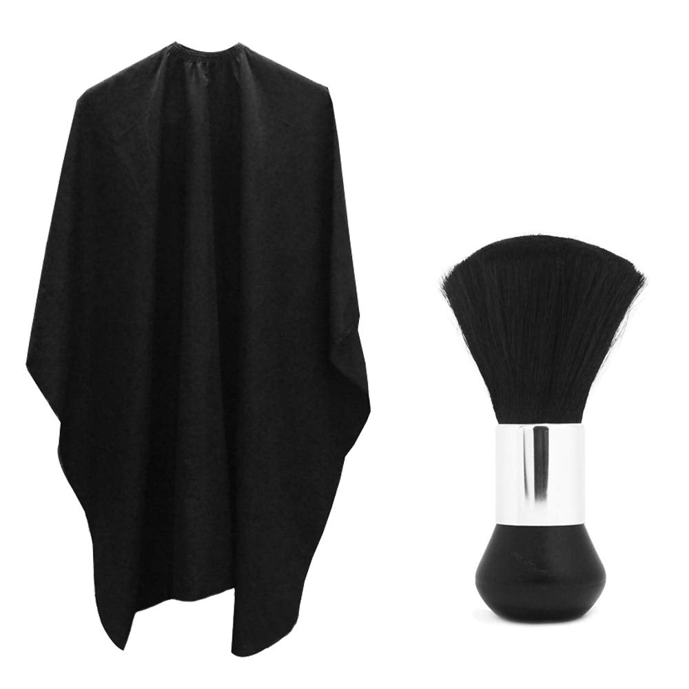 Professional Hair Salon Nylon Cape with Metal Adjustable Buckle & Neck Duster, SourceTon Light Weight Extra Long Cape (55 inch X 47 inch) and Neck Duster Brush, Perfect for Barbershop and Salon