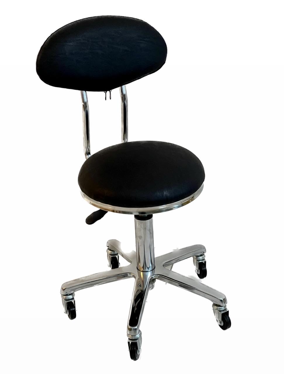 swivel Salon Stool Chair With Back Support, Adjustable Hydraulic Rolling Stool Round Shape Adjustable Salon Stool with Back