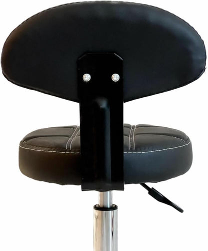 Beauty Salon Stool with Wheels,Heavy Duty Lash Chair Adjustable for Massage Salon Spa Drafting Nail Teach,360 Swivel,Leather,Thick Seat Padding (Black)